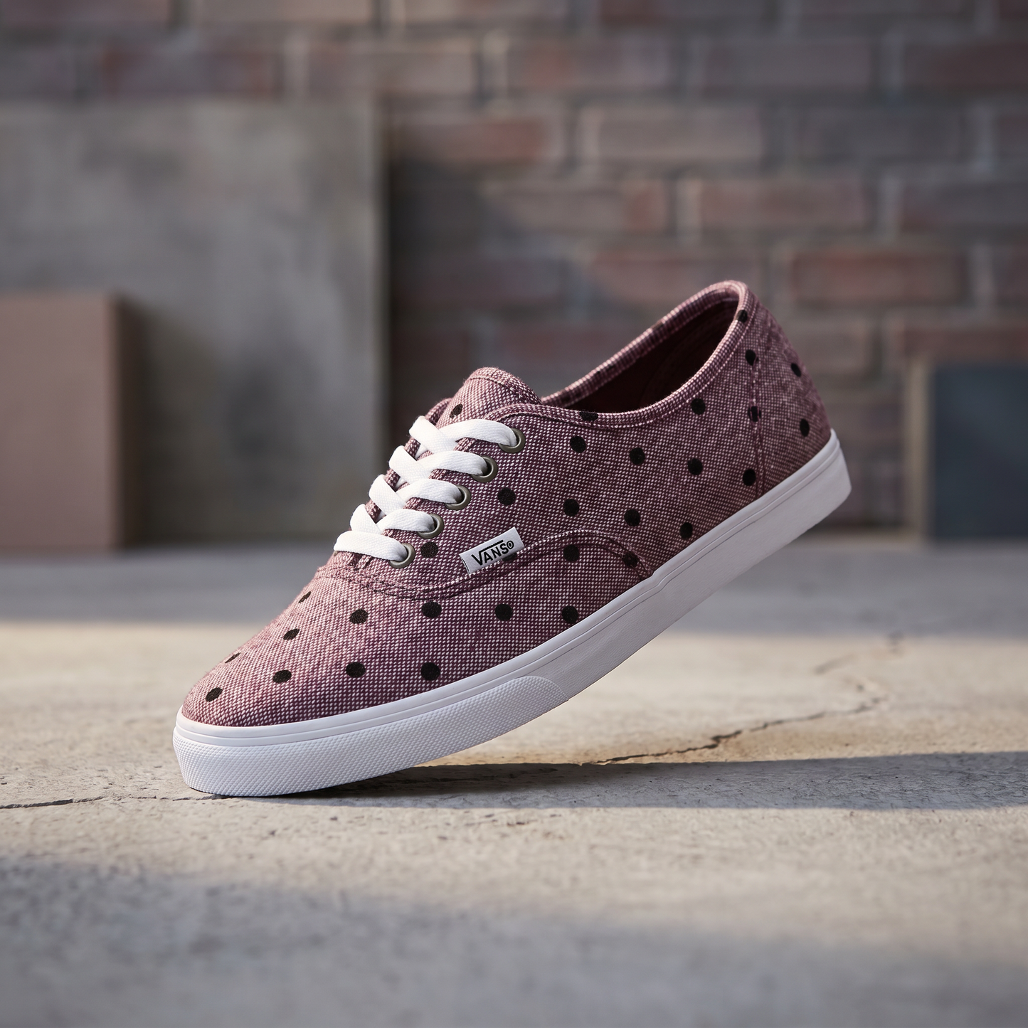 Generated lifestyle image for VANS |AUTHENTIC | LO PRO | BURGANDY/WHITE